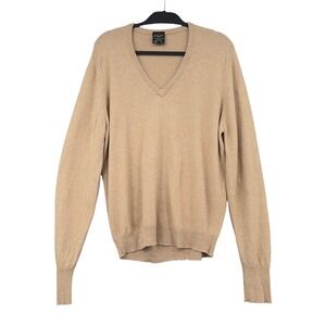 St Michael Mens 100% Cashmere V-Neck Sweater‎ Tan Camel Made in UK Size 42 107cm